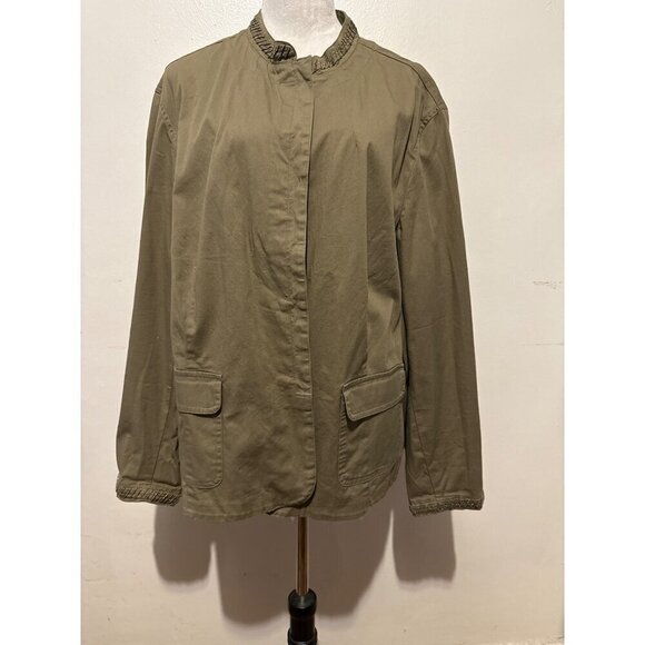 Talbots Army Green Jacket Collar and Sleeve Detail Size 24W - Picture 1 of 16